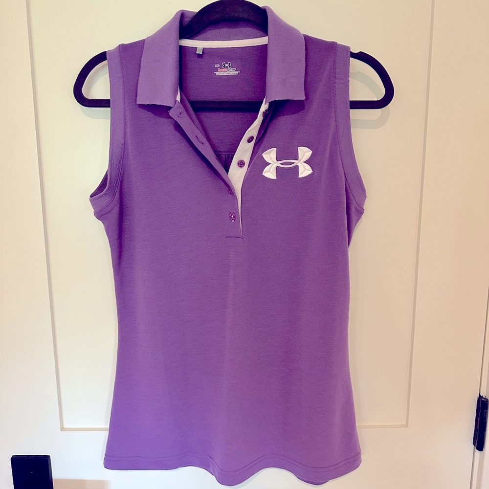 NWOT Purple Under Armour HeatGear Polo Tank Top - size M